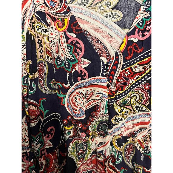 New York & Company Multi Color Paisley Long Sleeve Maxi Dress V Neck Size XL NWT - Picture 2 of 15